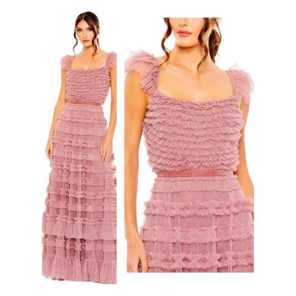 Mac Duggal Dresses & Skirts - Mac Duggal Formal Pink Antique Rose Ruffle Tulle Evening Gown 8052 Maxi Dress 2